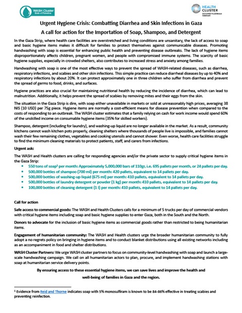 Urgent Hygiene Crisis: Combatting Diarrhea and Skin Infections in Gaza