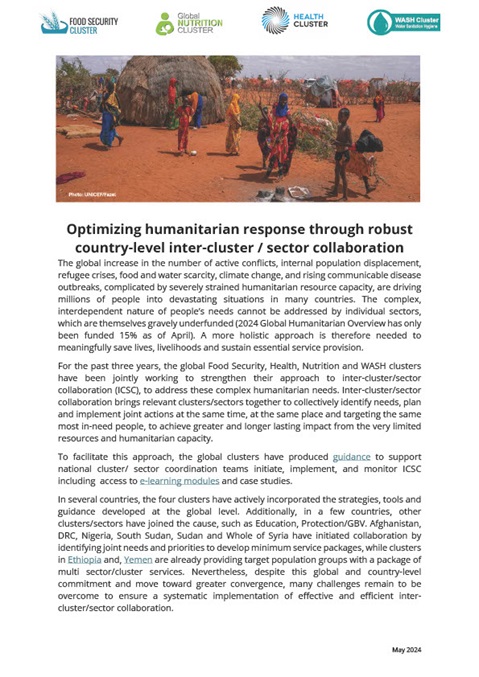 Optimizing humanitarian response through robust country-level inter-cluster / sector collaboration