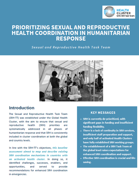 Prioritizing sexual and reproductive health coordination in humanitarian response