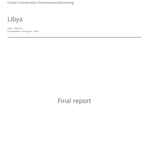 Libya Health Sector, Cluster Coordination Performance Monitoring Report 2019
