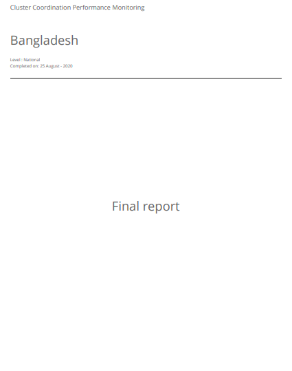 Bangladesh Health Sector, Cluster Coordination Performance Monitoring Report 2019