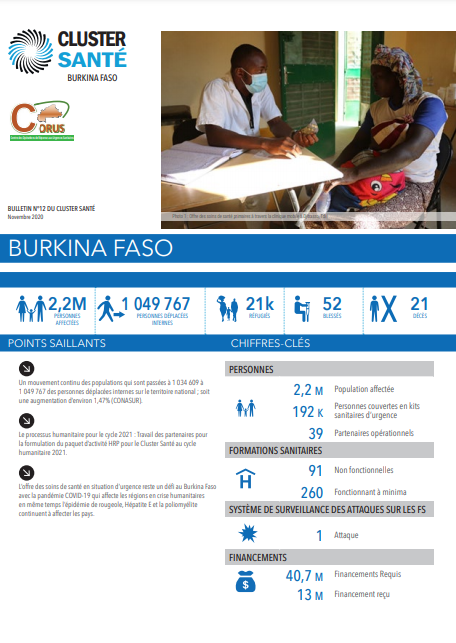 Burkina Faso Health Cluster Bulletin, November 2020