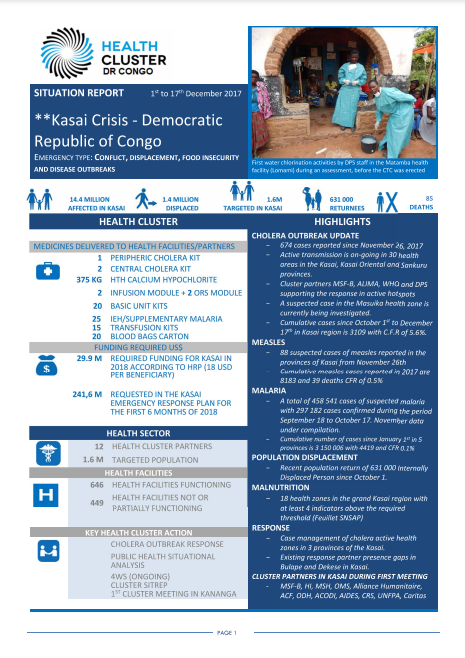 Democratic Republic of the Congo Health Cluster Bulletin December 2017