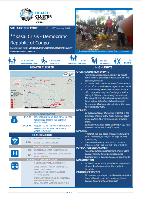 Democratic Republic of the Congo Health Cluster Situation Report January 2018