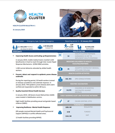 South Sudan Health Cluster Bulletin January 2019