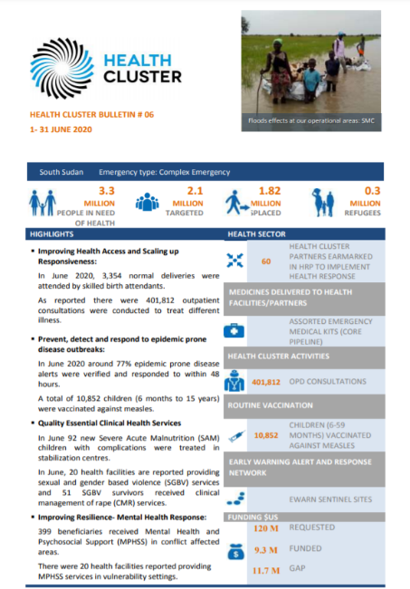 South Sudan Health Cluster Bulletin, June 2020