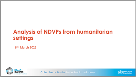 Analysis of NDVPS for COVID-19 vaccination in humanitarian settings – March 2021