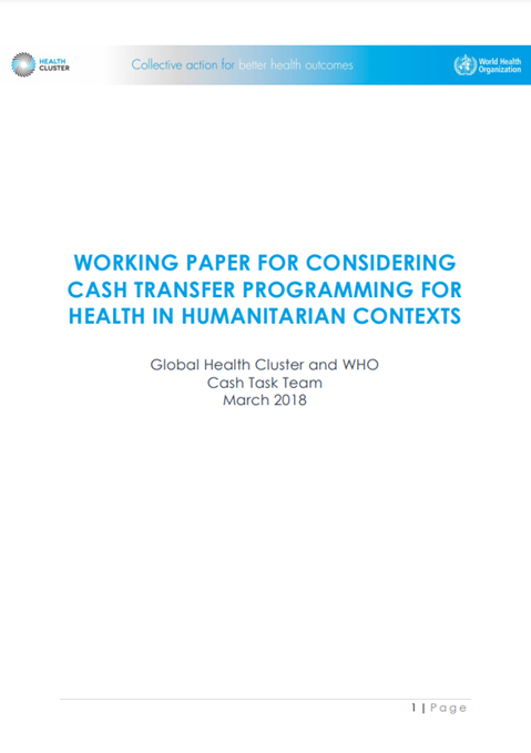 Working paper for considering cash transfer programming for health in humanitarian contexts